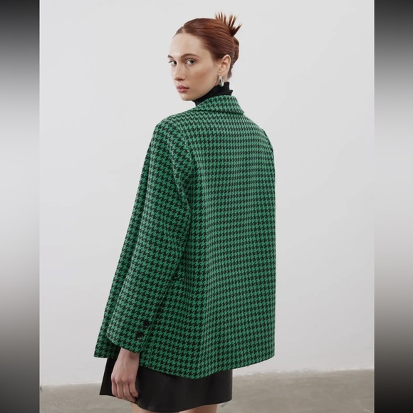 16 Houndstooth Pattern Green Oversized
Blazer Jacket - Picture 3 of 3